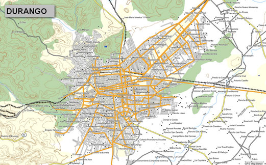 Mapa topográfico de Durango, México, para GPS Garmin CARTOGRAFIA GPS MAPA E32