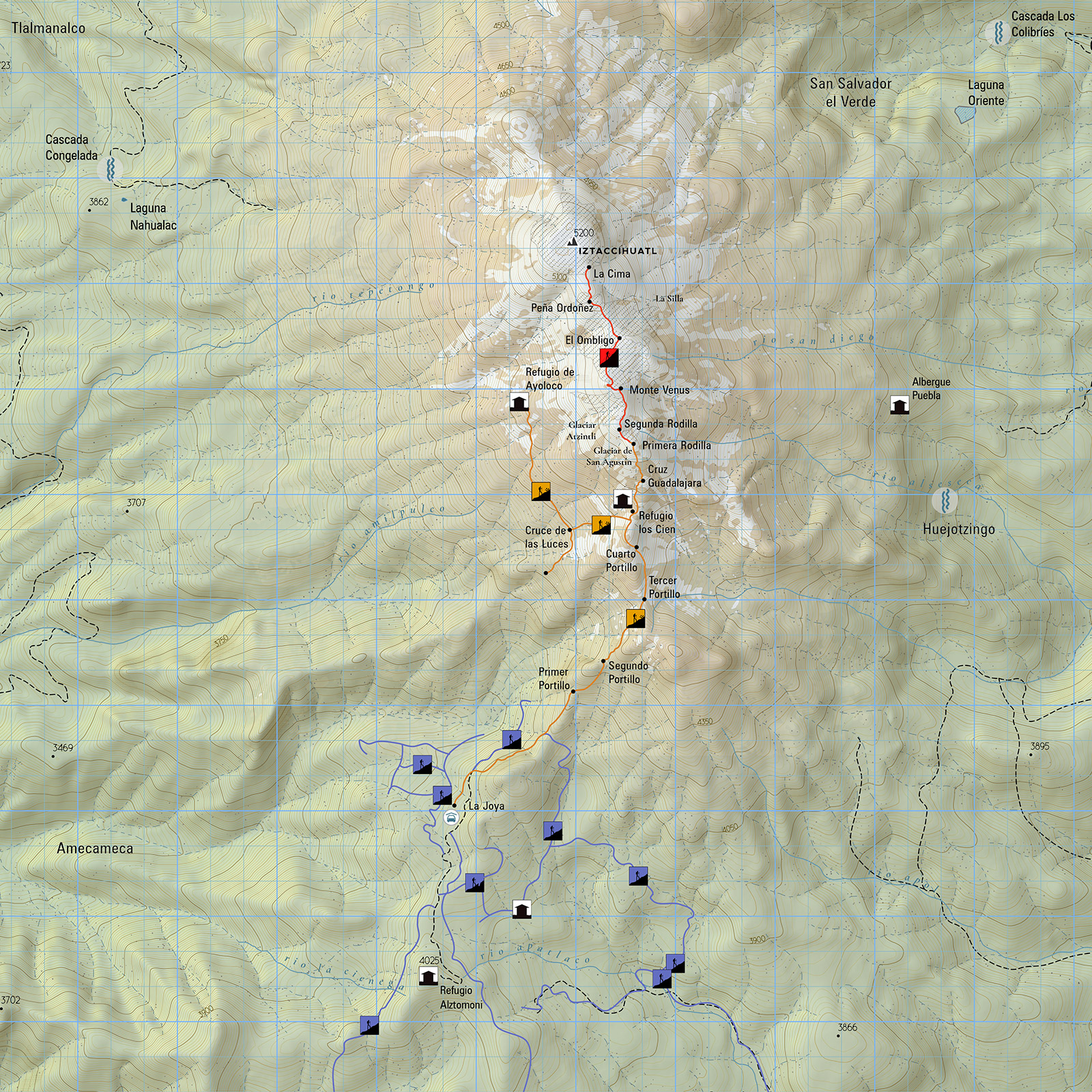 Iztaccihuatl Popocatepetl Hiking Map Cartography M.Sc.