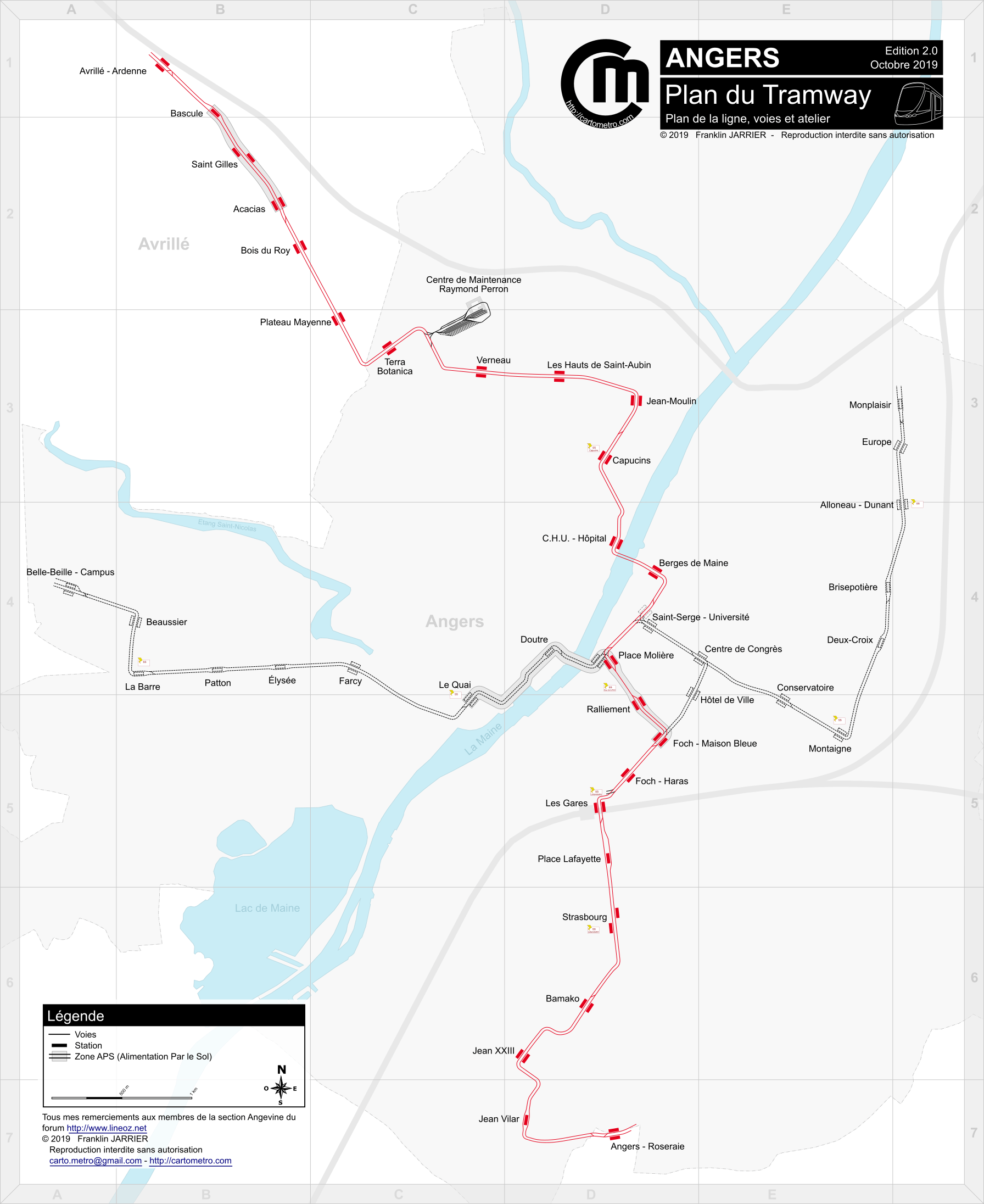 Pain Points Cartes détaillées Plan du tramway d'Angers (voies et ateliers)