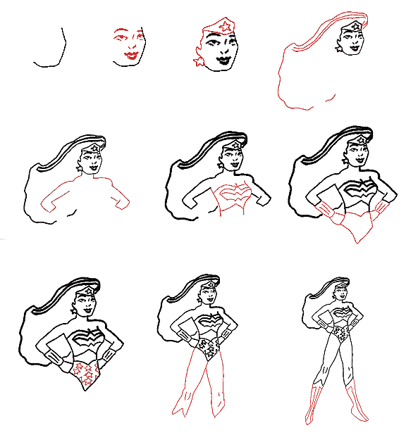 Easy Step How To Draw Wonder Woman Sketch Coloring Page