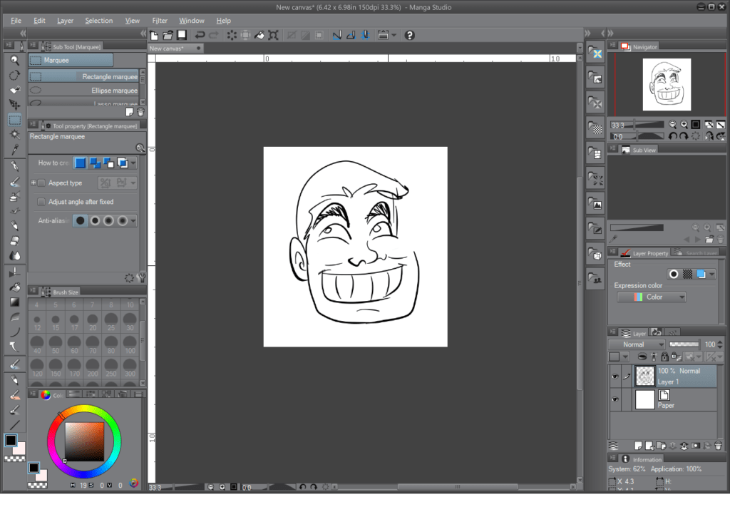 Clip Studio Paint interface Cartoon Vegas
