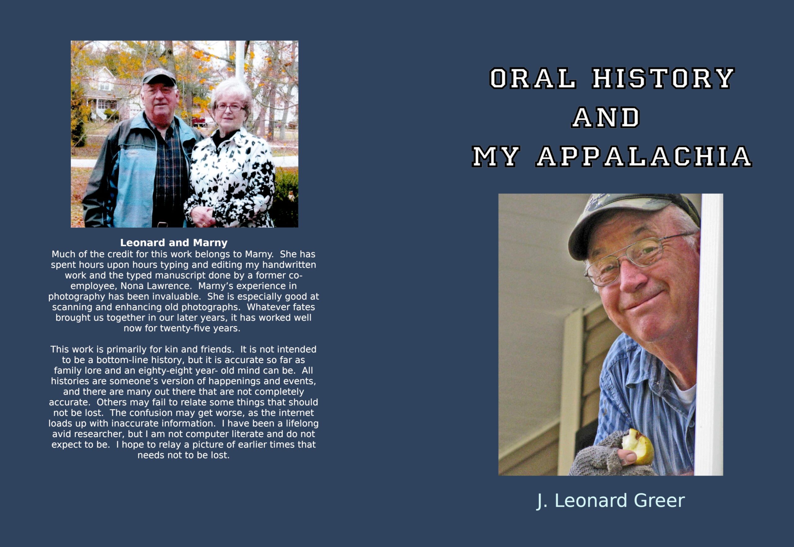 ORAL HISTORY AND MY APPALACHIA by J. LEONARD GREER CaryPress Books