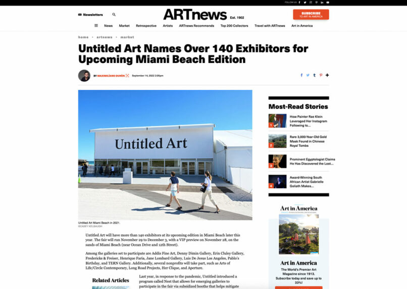 Untitled Art Names Over 140 Exhibitors for Miami Beach Edition