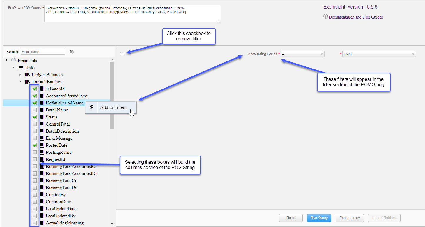 POV String and Query Builder Documentation Oracle Cloud ERP Modules