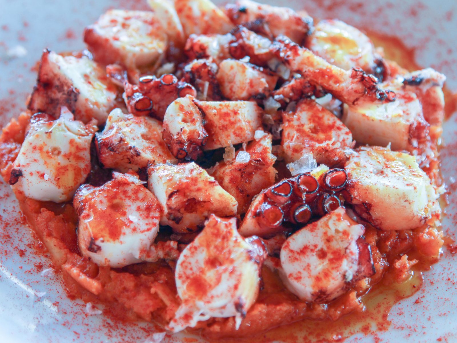 Pulpo a feira sobre cama de Patata Revolcona de Ávila Casa Iván