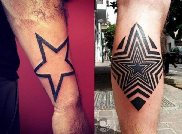 Tatuajes de estrellas de diferentes estilos, formas y colores 75 fotos