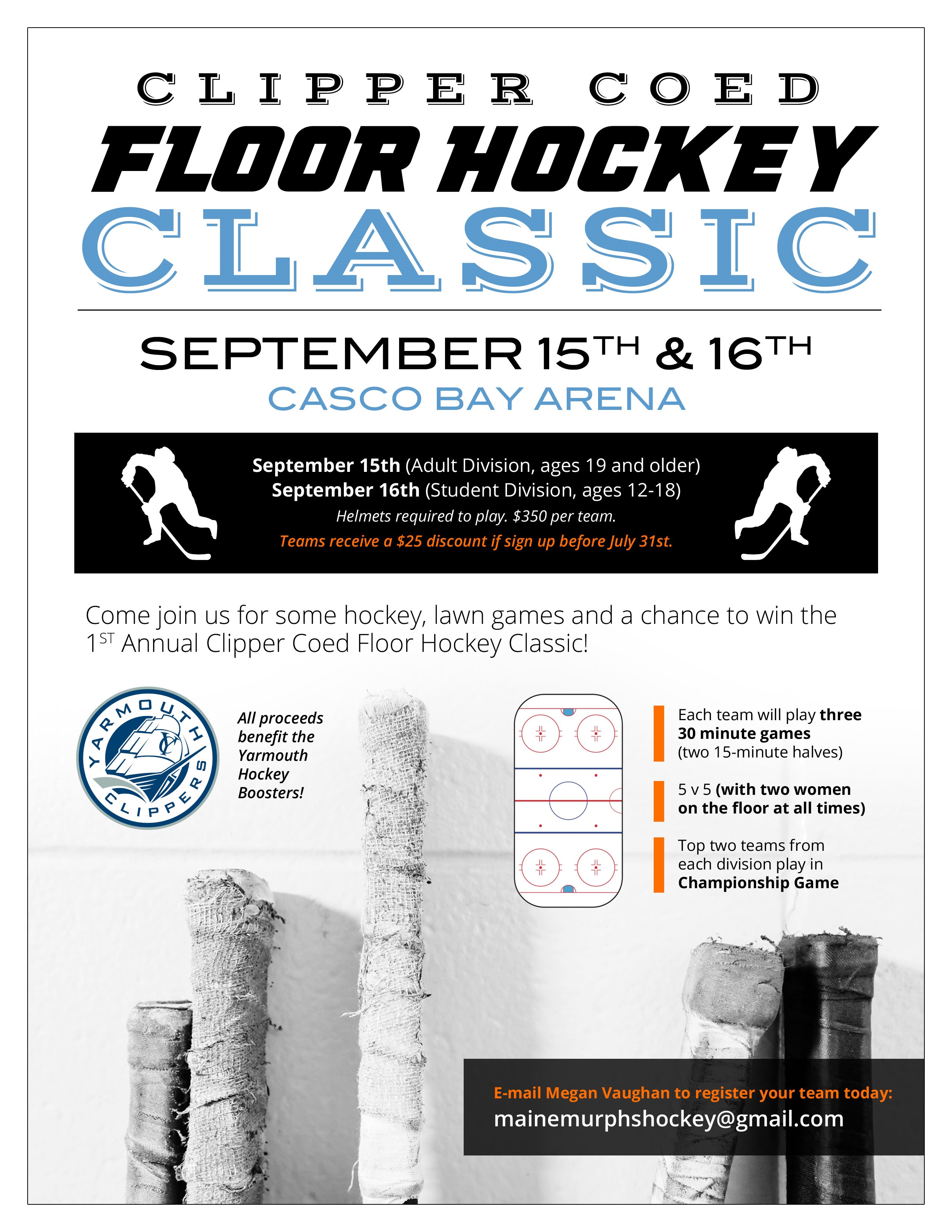 Street Hockey Tournament in September Casco Bay Arena
