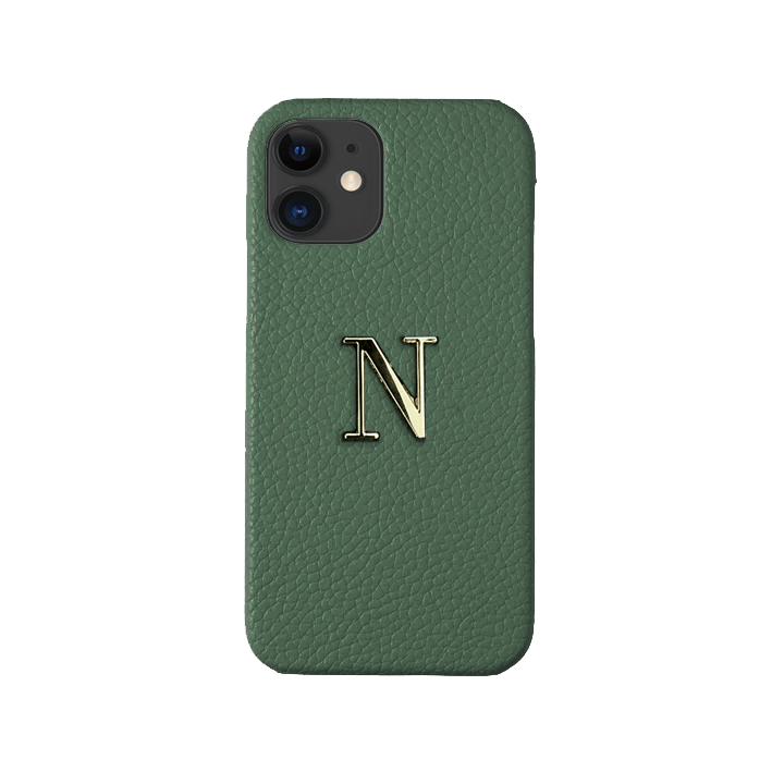 Leather Initial iPhone 11 Case Moss iPhone 11 Personalised Leather Case