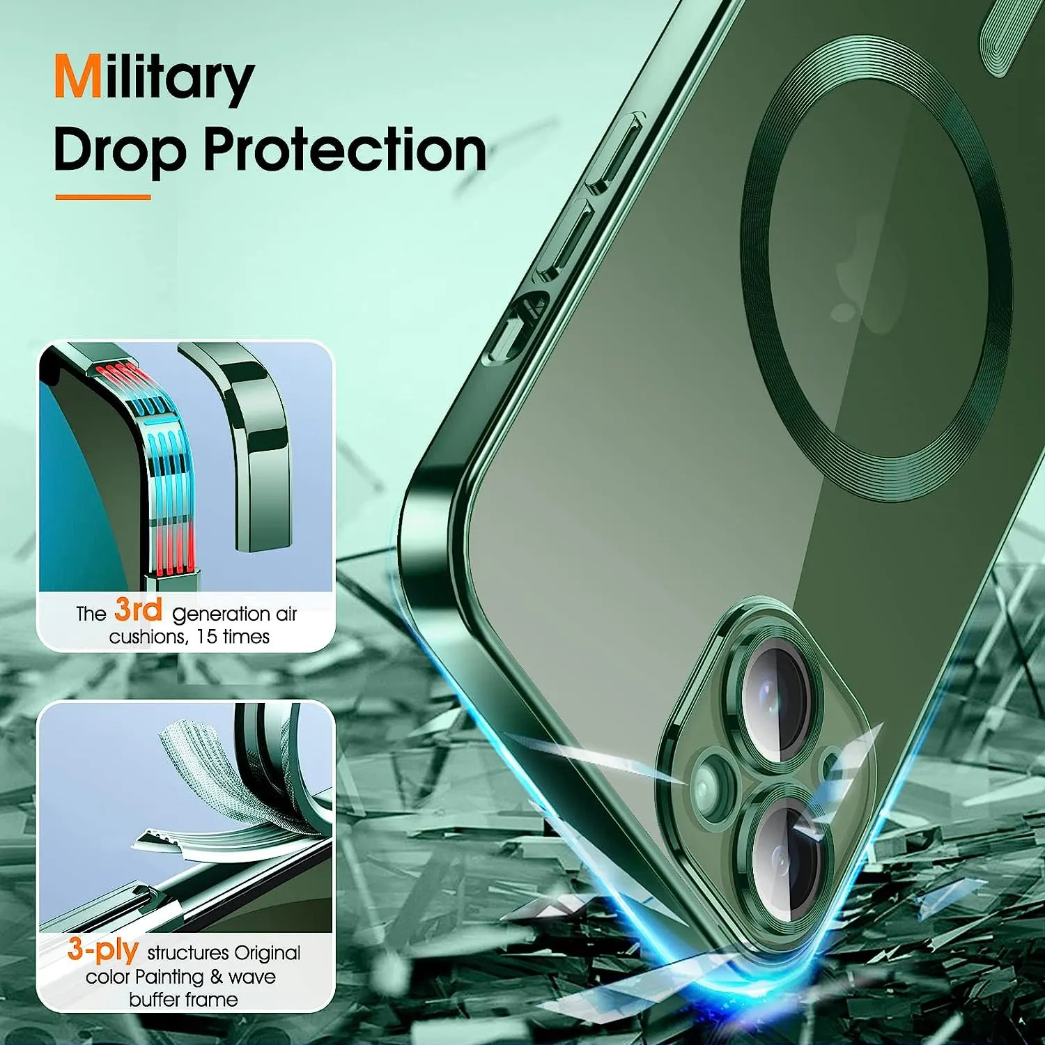 Hybrid Magsafe IPhone 13 Case Green Green Tinted TPU Case