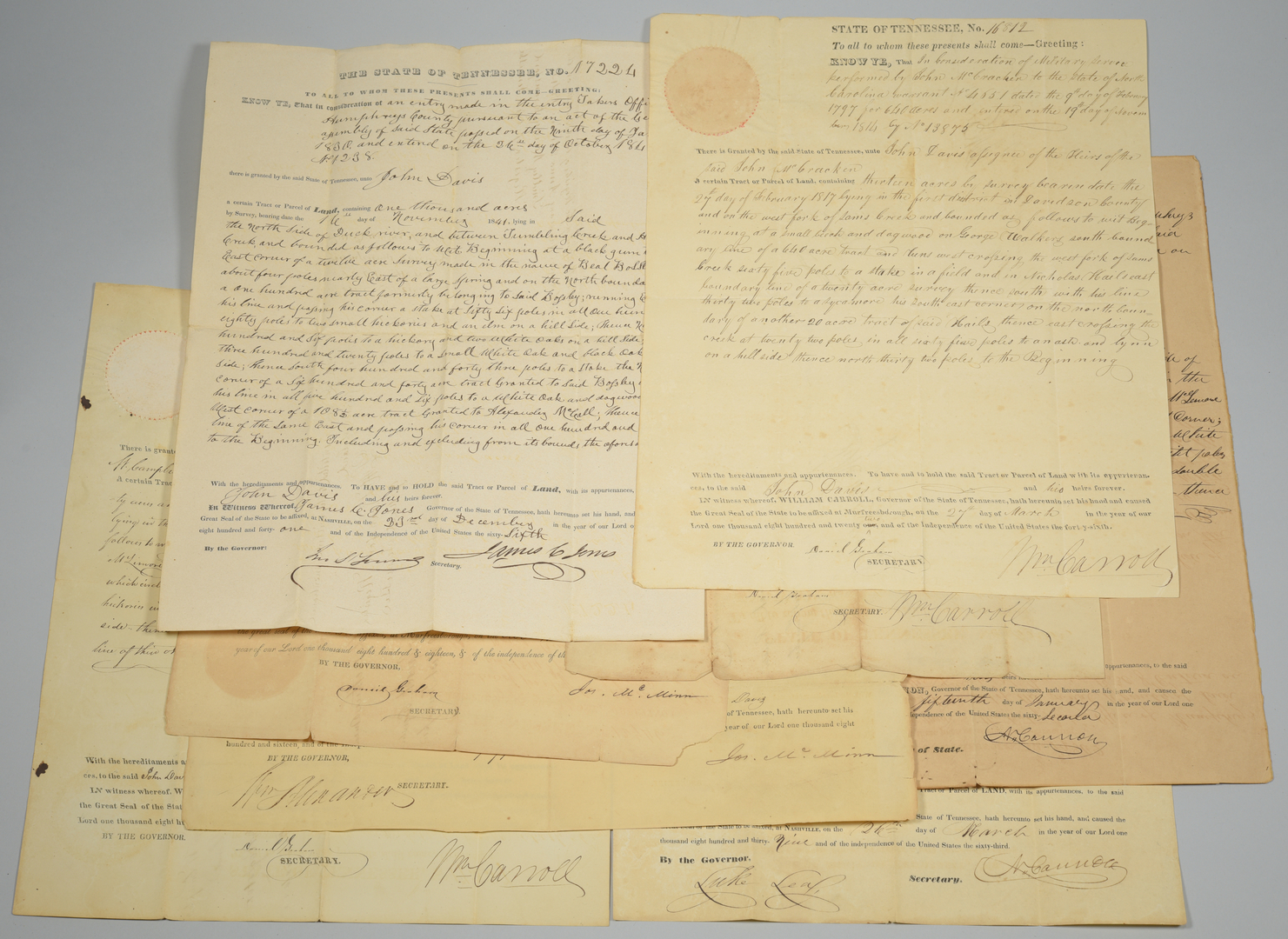 Lot 739 8 Land Grants signed by TN Governors Case Auctions