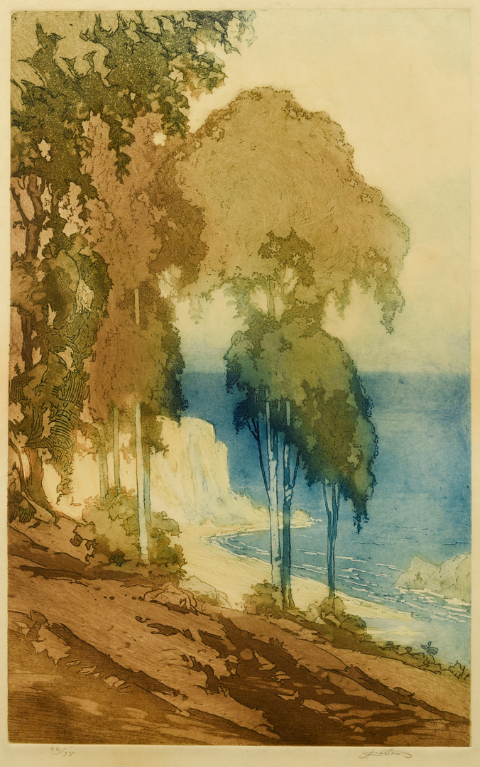 Lot 187 John W. Cotton Color Aquatint Case Antiques