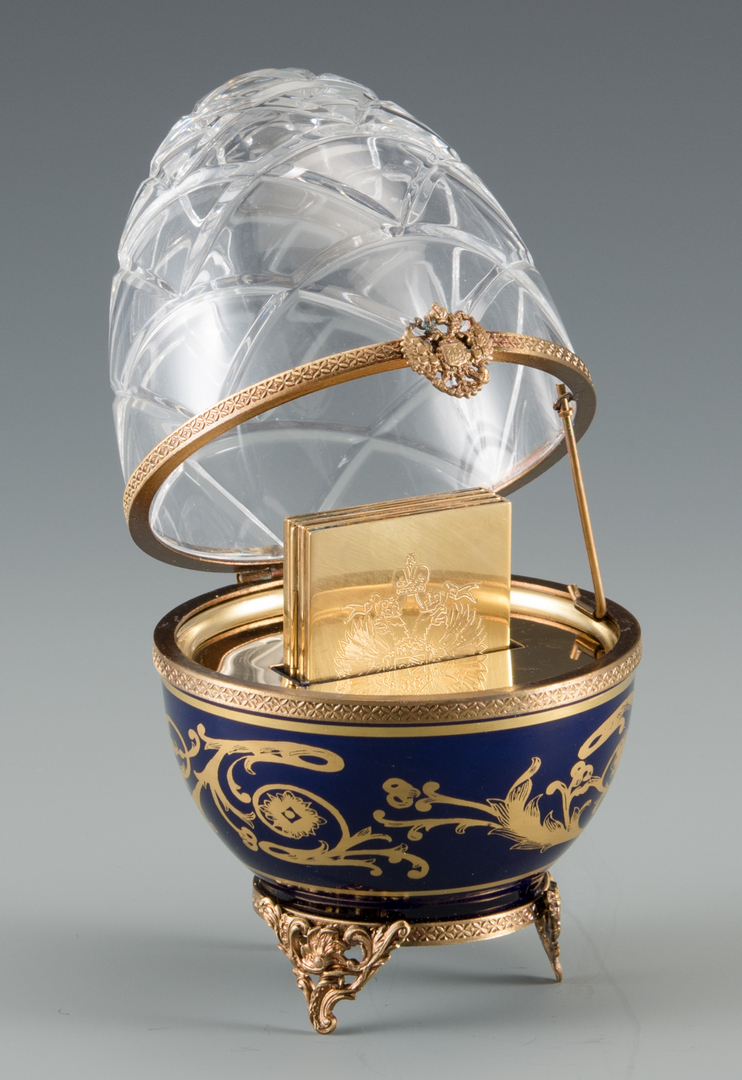 Lot 698 Faberge Limoges Blue Egg plus Wine Charms