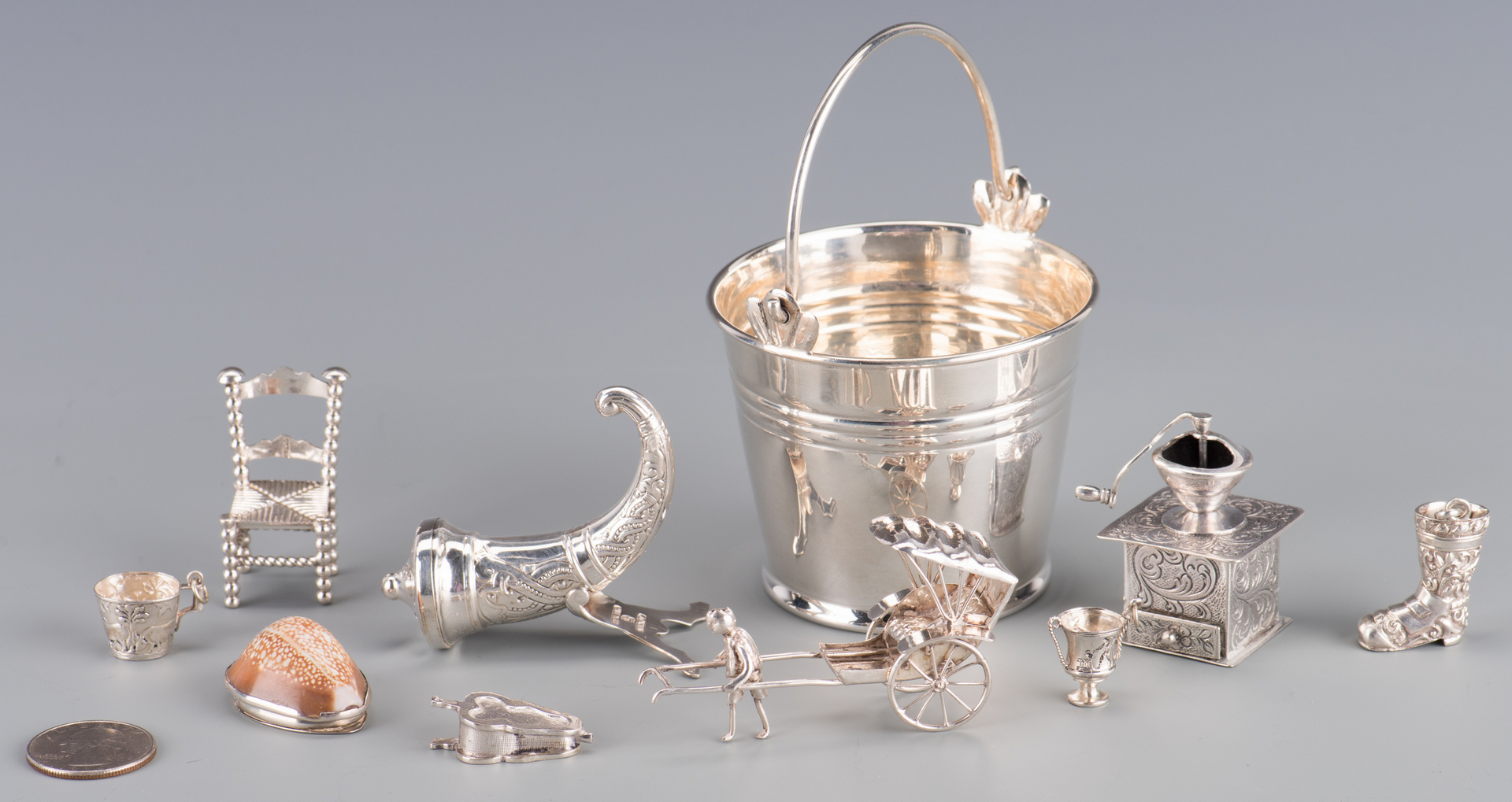 Lot 760 10 Miniature Silver Novelty Items Case Auctions