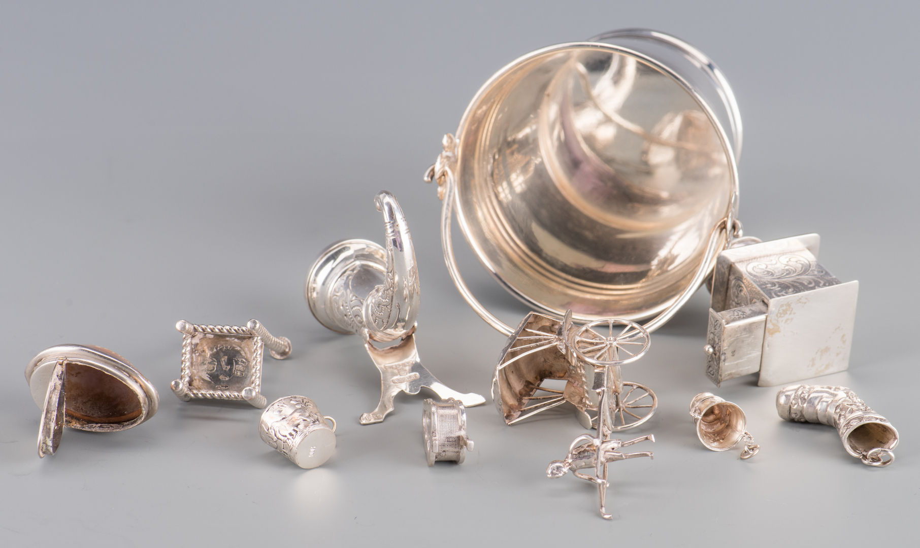 Lot 760 10 Miniature Silver Novelty Items Case Auctions