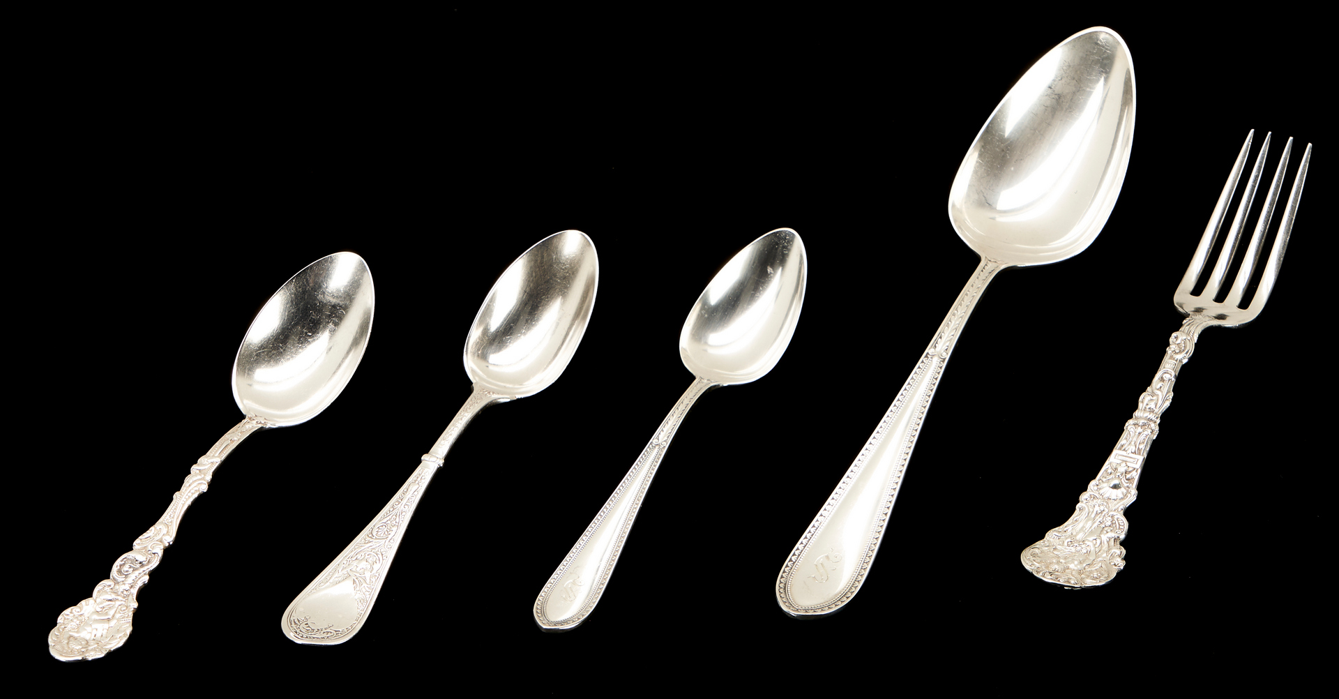 Lot 53 36 Pcs. Gorham Antique Sterling Silver Flatware, incl