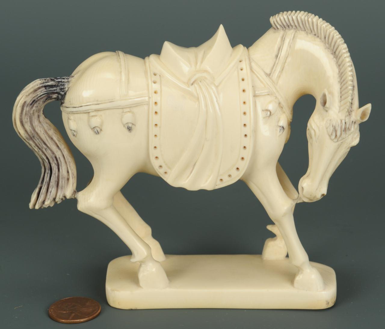 Lot 16 Finely carved ivory horse okimono