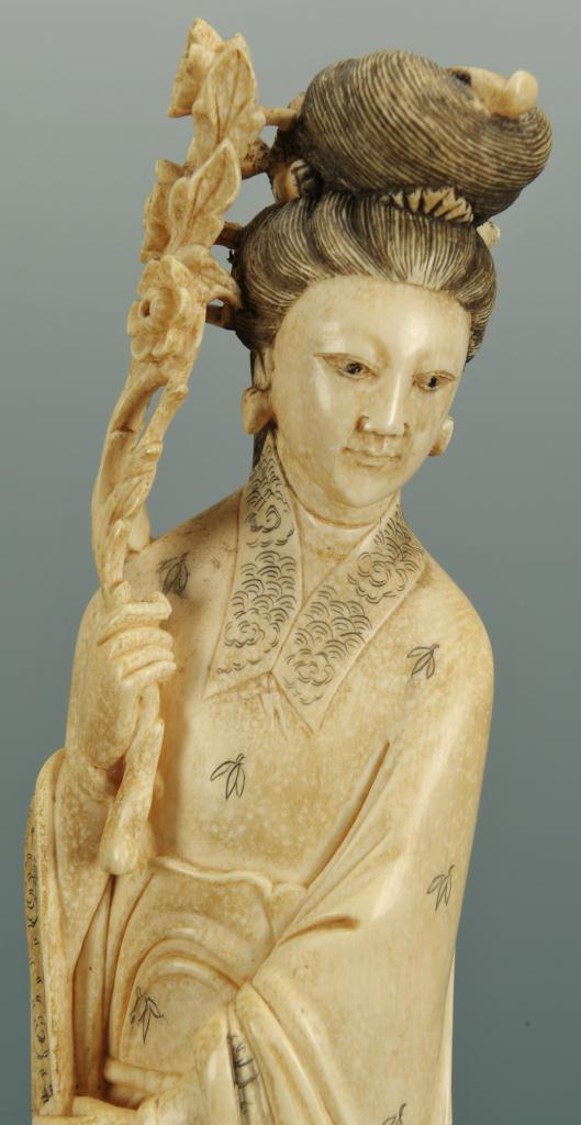 Lot 18 Carved ivory Guan Yin figure with prunus, 12"H Case Auctions