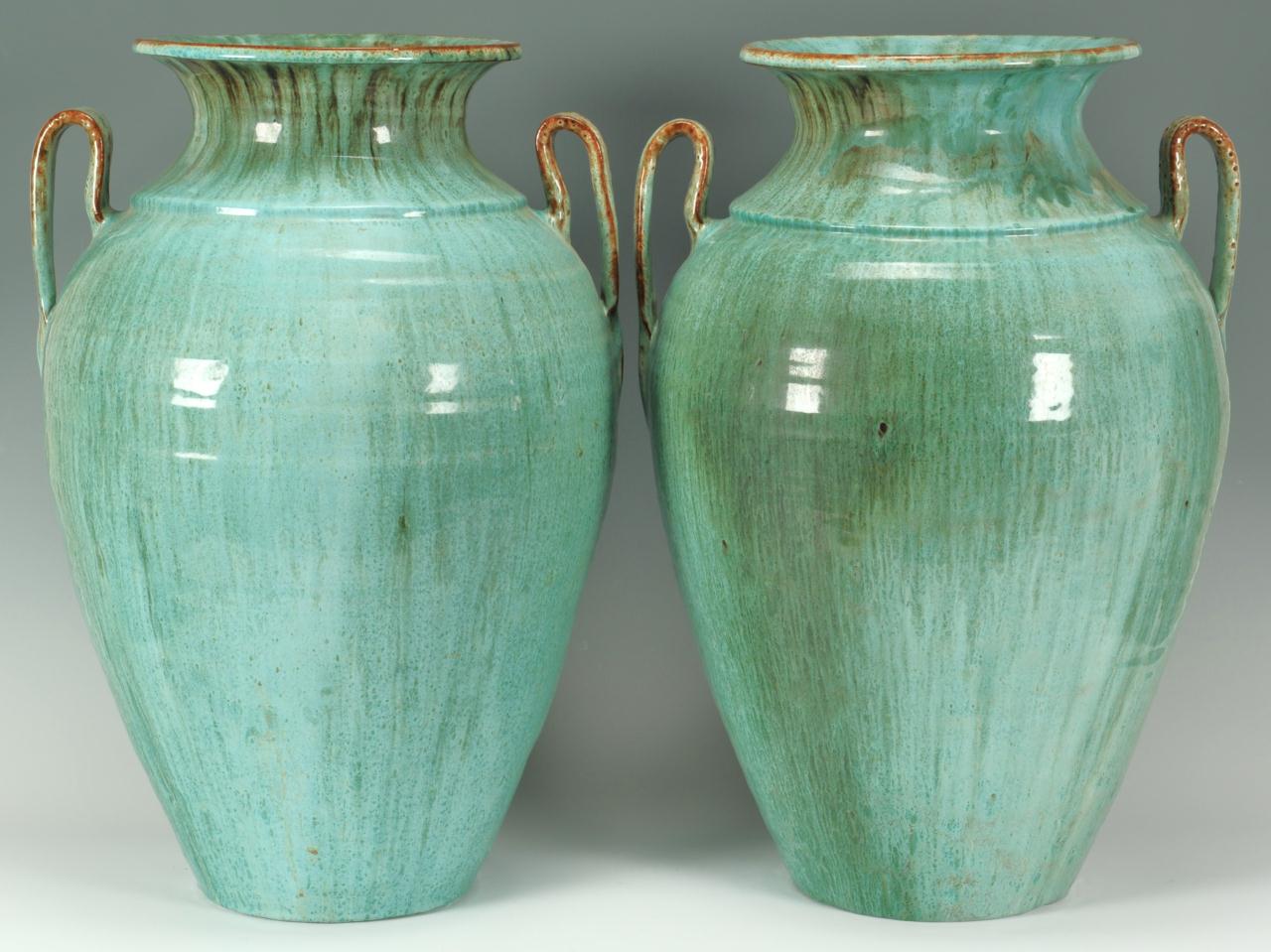 Lot 246 Large Pr. of Chinese Glaze NC Pottery Urns Case Auctions