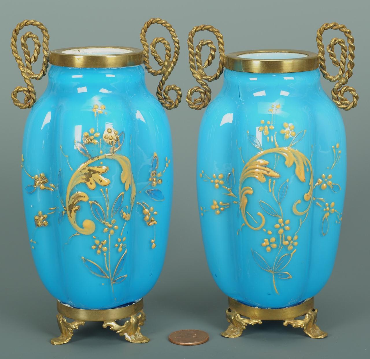 Lot 712 Pair of French Brass Mounted Opaline Vases Case Auctions