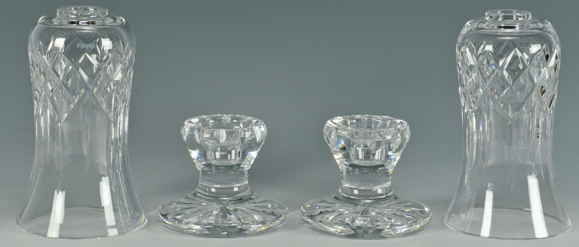 Lot 511 Pr. of Waterford Crystal Hurricane Candle Holders