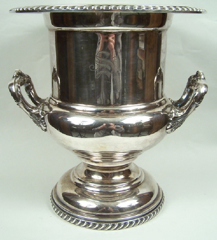 English silver plate wine cooler in an urn form