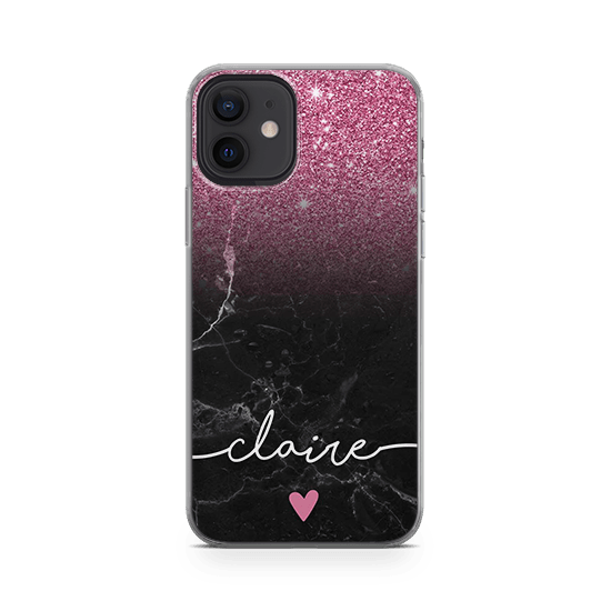 Glitter Bumper iPhone 12 Case Pink Custom Glitter iphone 12 case