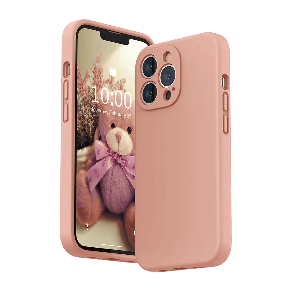 Silicone iPhone 13 Pro Case W/ Camera Cover Dust Pink Caseface