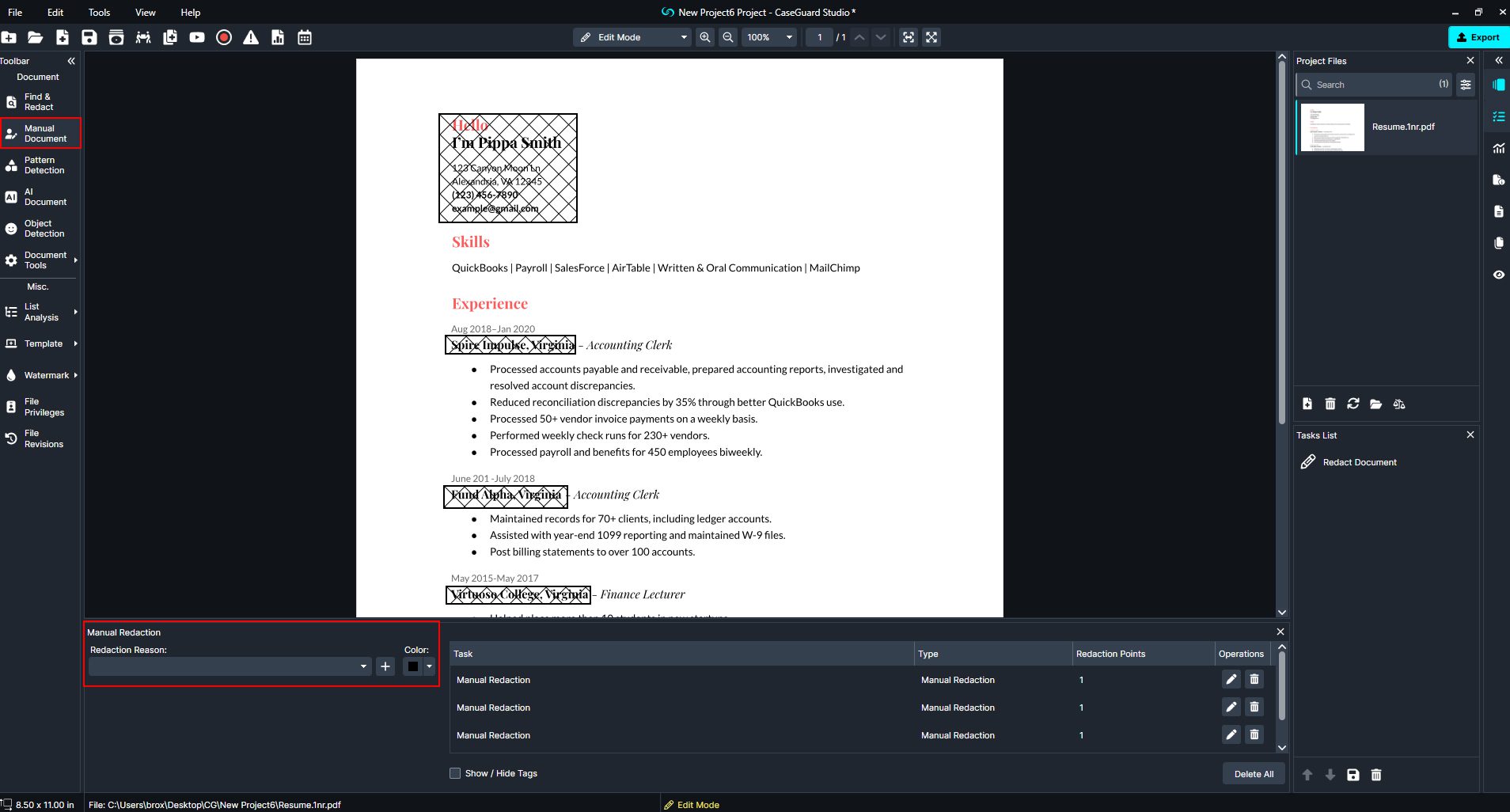 How to manually redact documents in CaseGuard