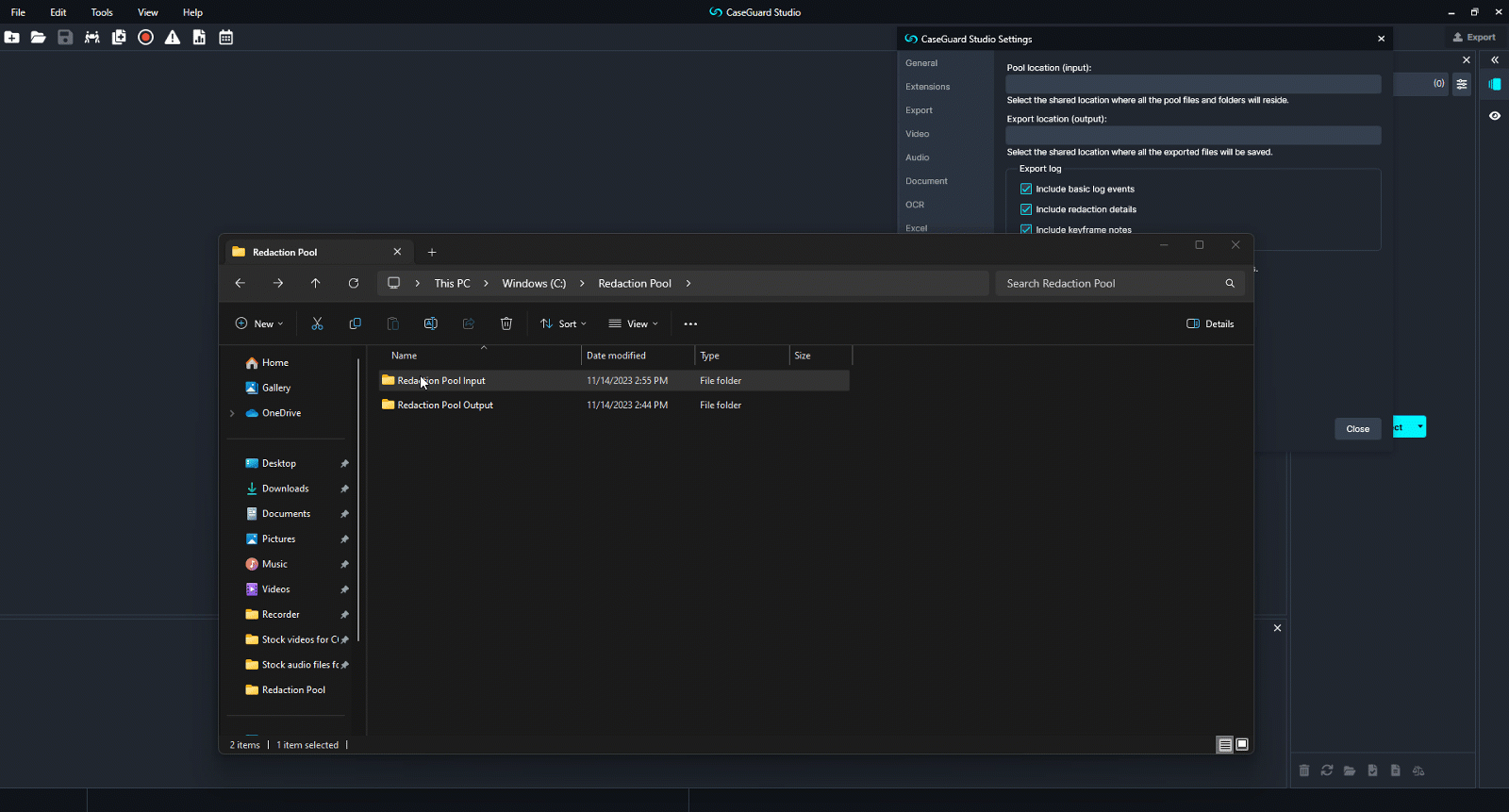 How to set up the redaction pool in CaseGuard