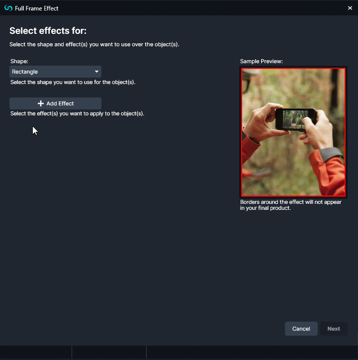 How to bulk apply full frame effect to media files