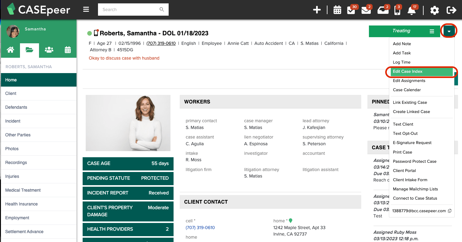Add a File Number to a Case CASEpeer