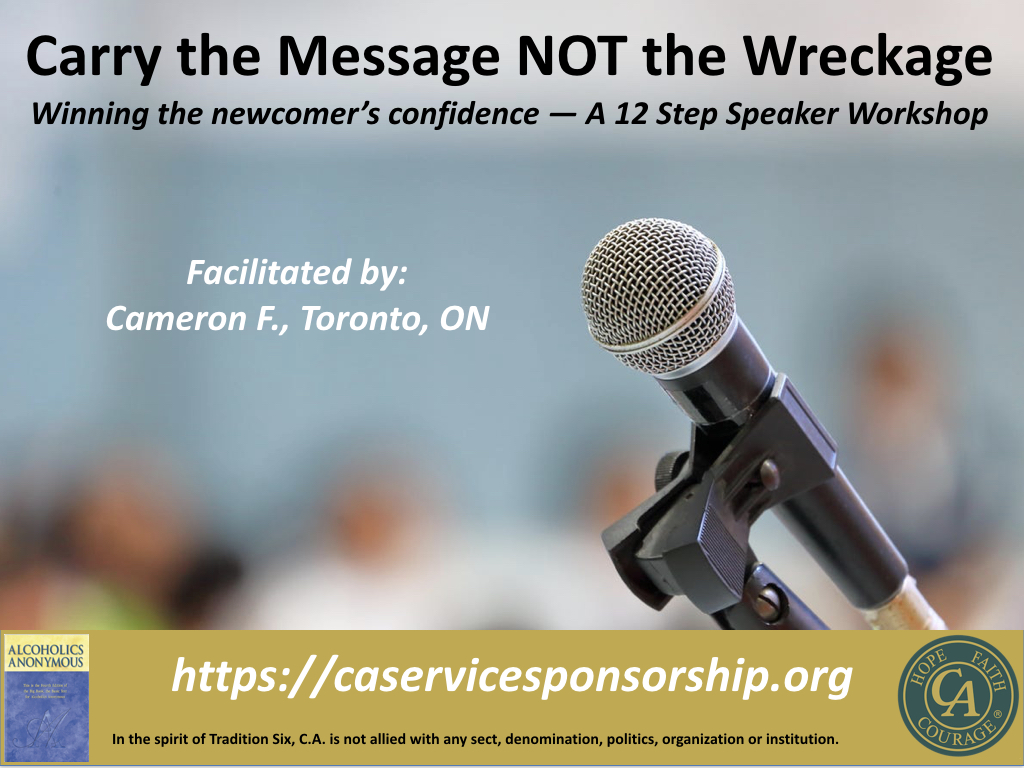 12 Step Speaker Carry the Message NOT the Wreckage Winning