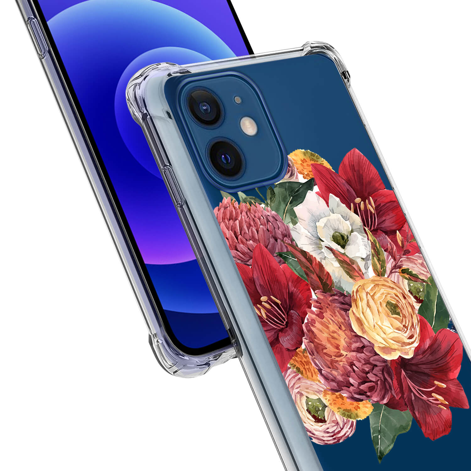 Case For [iPhone 12 / iPhone 12 Pro][Clear Bumper SET16] Clear Floral