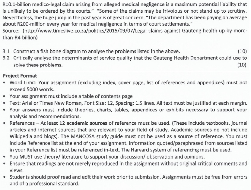 Operations Management (Project) Case Study Assignment Answers