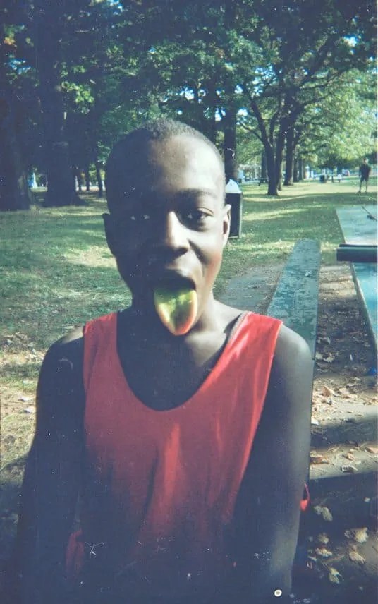Casey Palmer with a green tongue and red clothes!