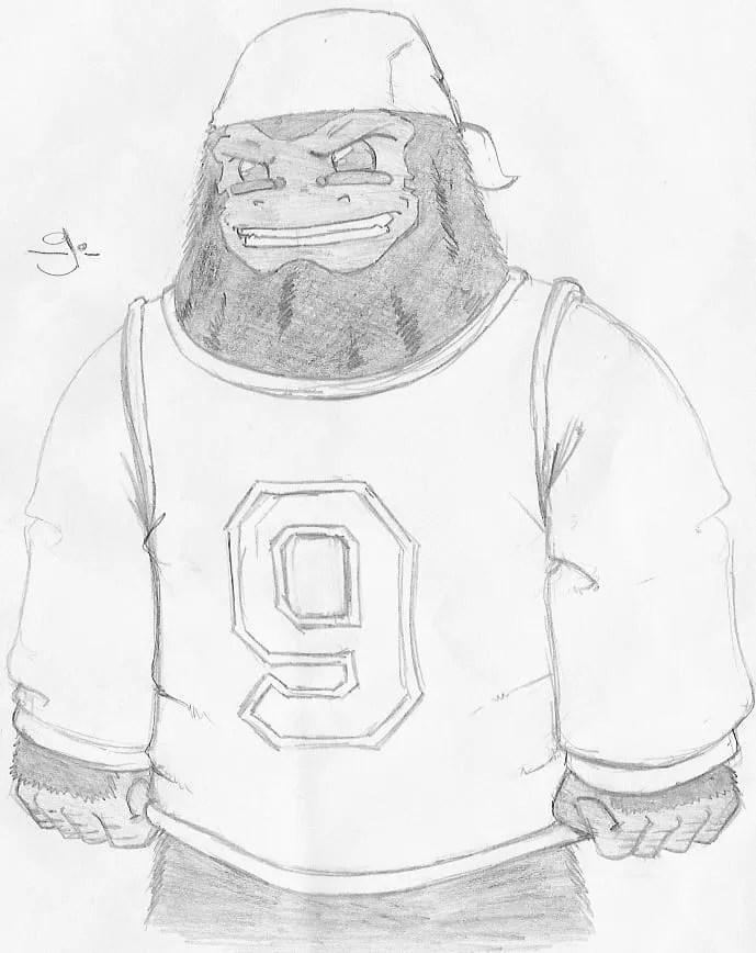 A sketch of my character G drawn as a hand puppet for my Fish 'n' Chimps 4 Kids comic book.
