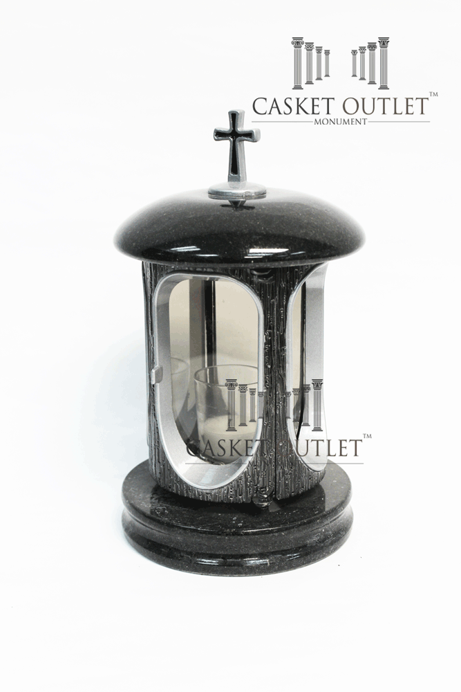 Large Granite Memorial Grave Candle Lantern Tribute Funeral Cemetery