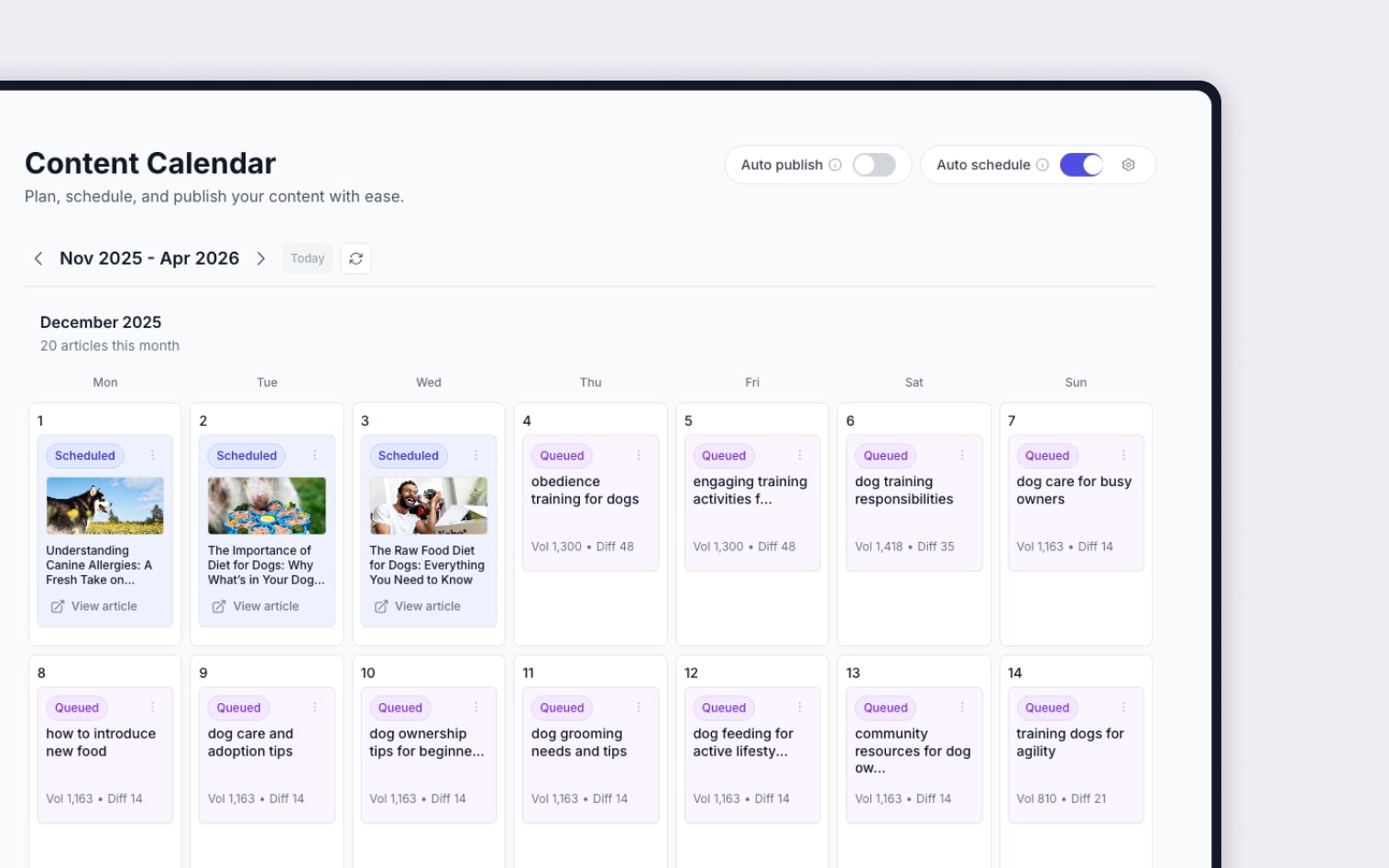 AI SEO Content Calendar &amp; Planning Tool Automate Your Content