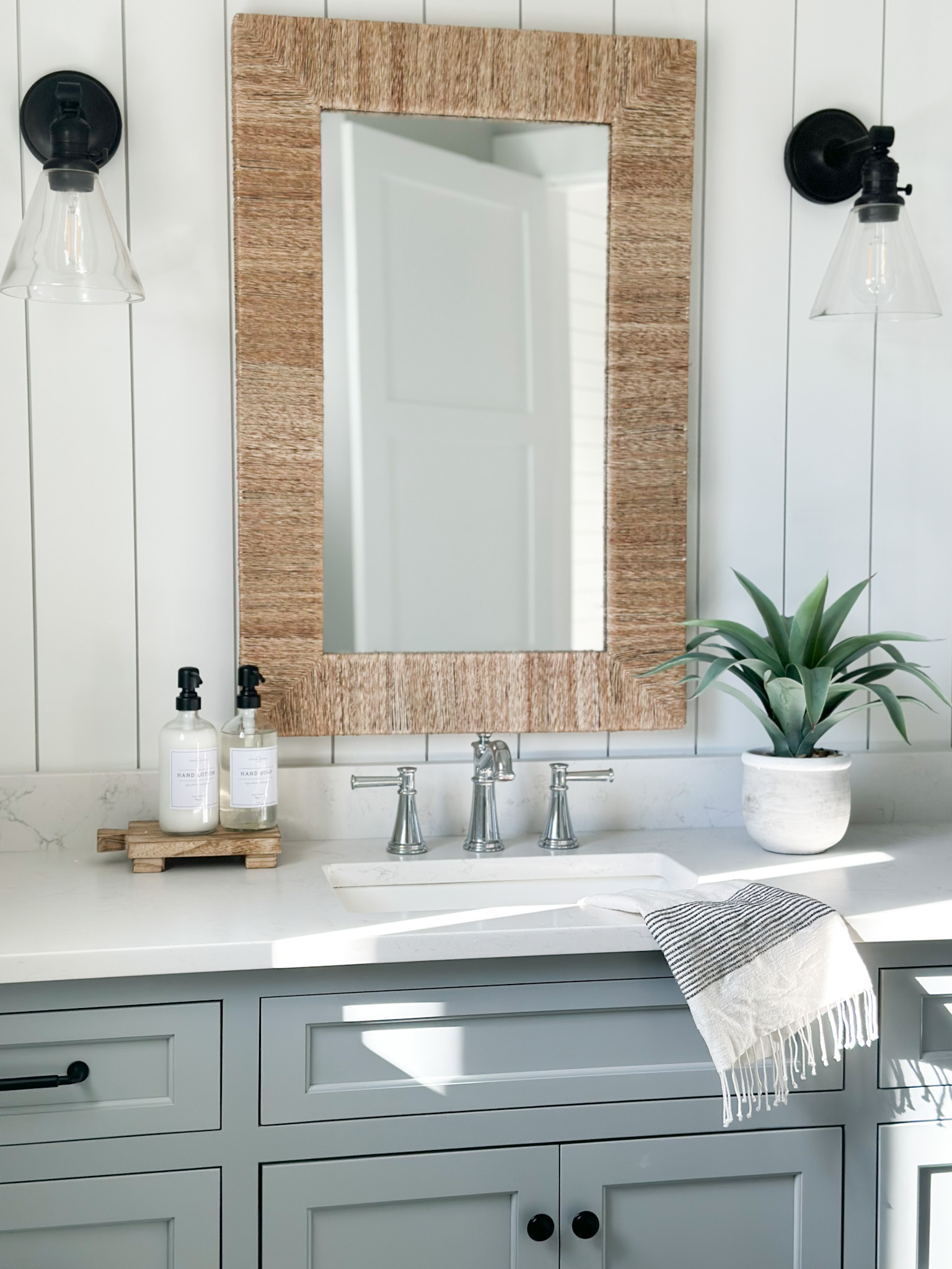 Coastal Farmhouse Bathroom Inspiration CASS Design Co.