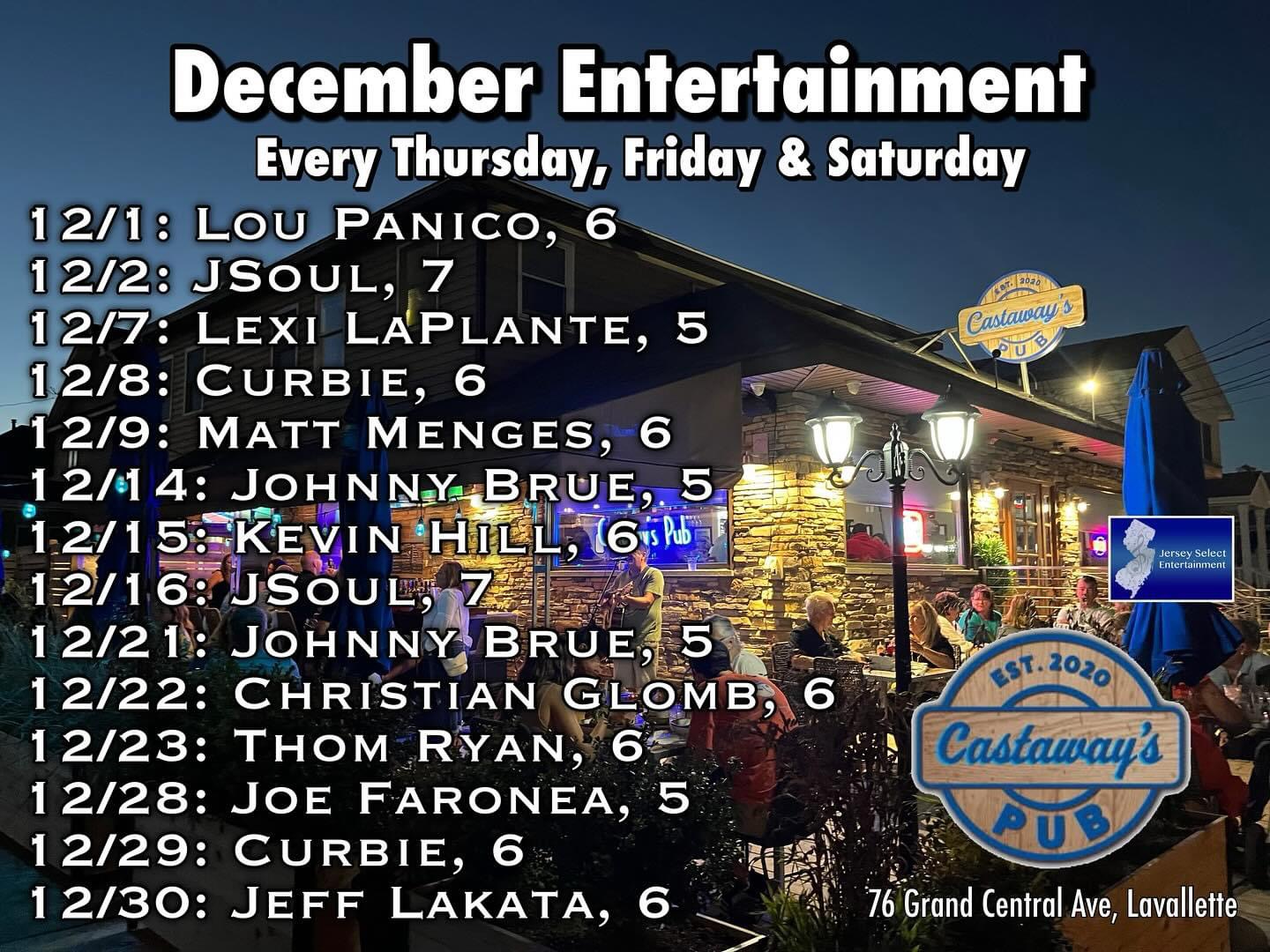 Weekly Live Music & Entertainment Lavallette, NJ Castaways Pub
