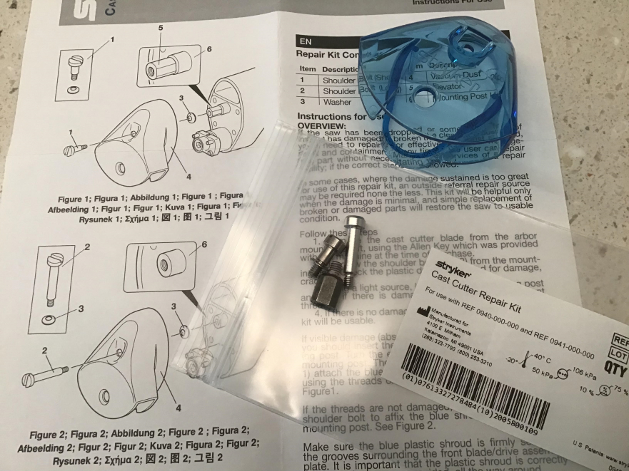 Stryker 940 Cast Dust Collection Shroud REPAIR Kit The Cast Cutter Repair Center Cast Room