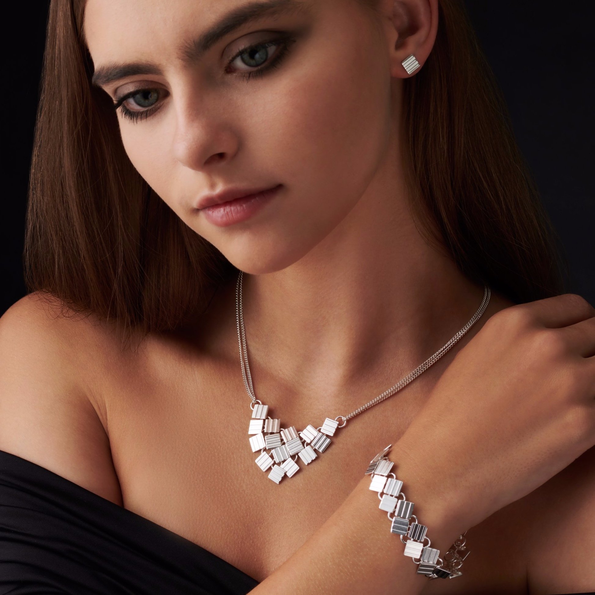 Cara Tonkin Square Stud Earrings Gold Castle Collection