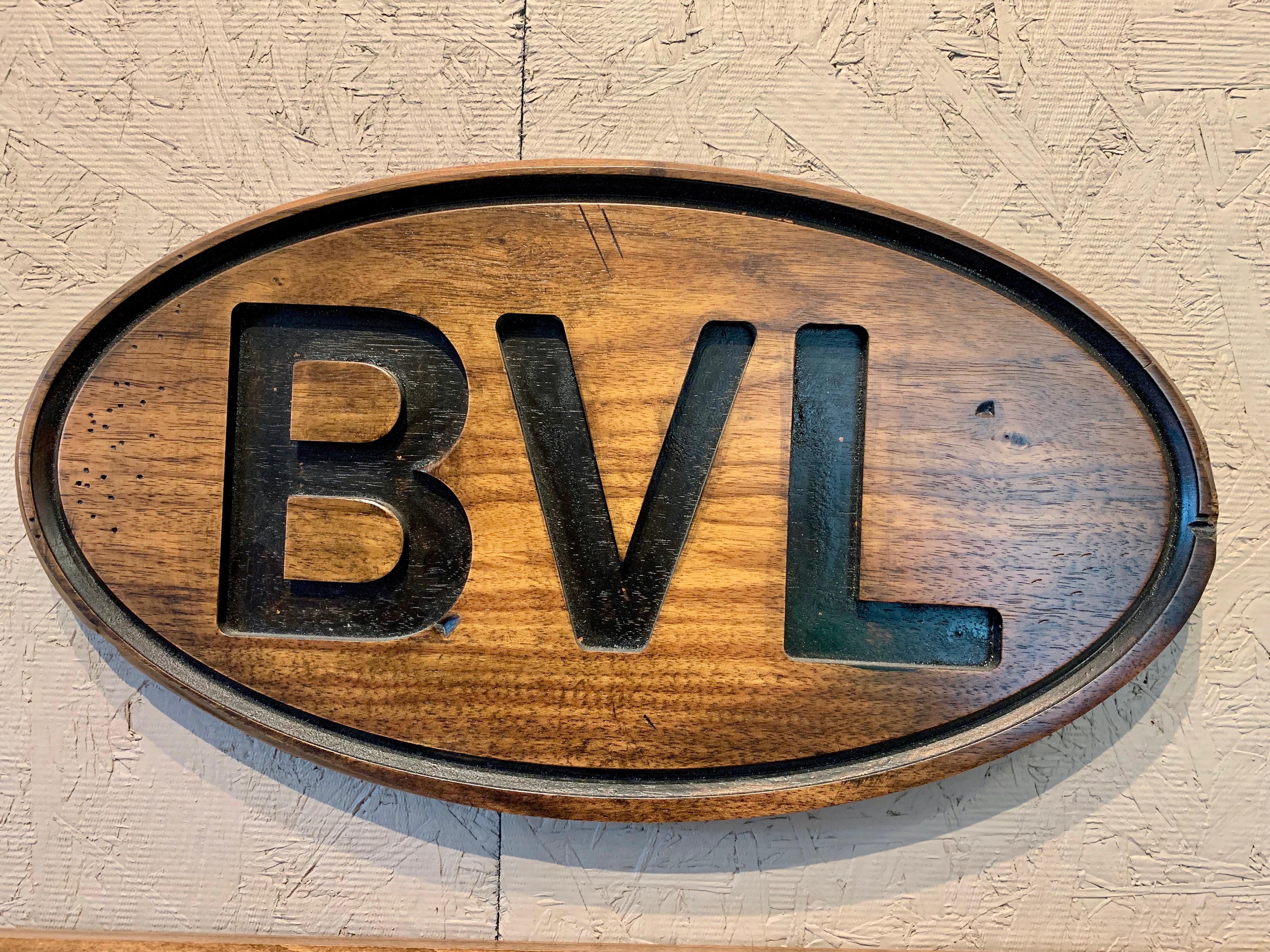 HARDWOOD SIGN "BVL" Rustic Castleman Carpentry