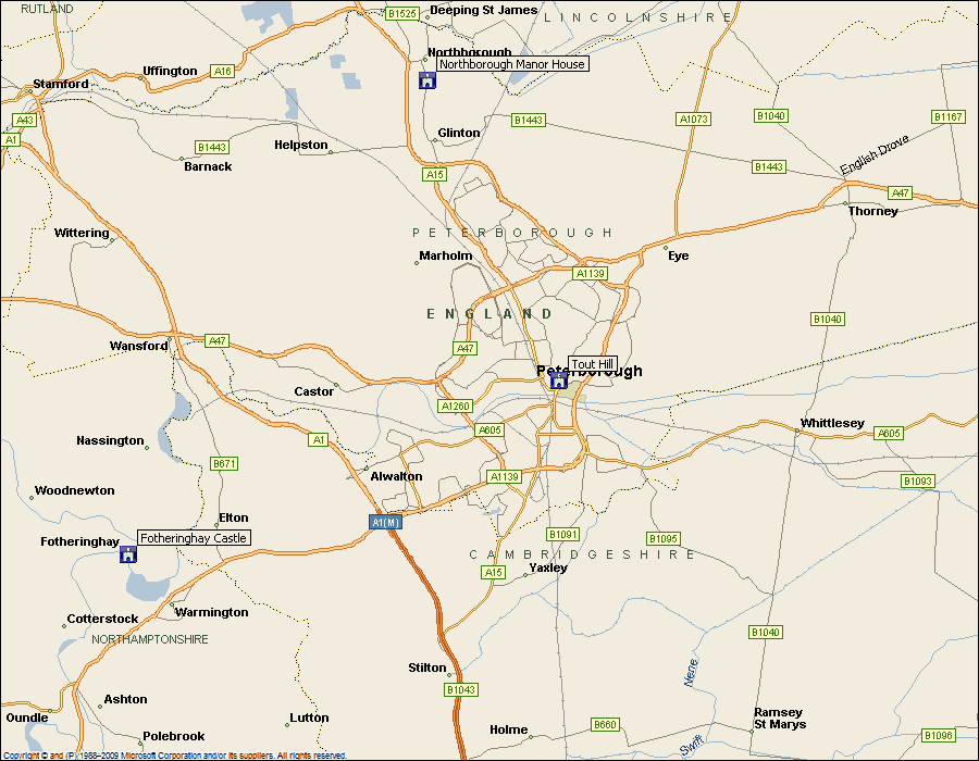 Fotheringhay Castle Northborough Manor House Tout Hill Peterborough Large Area Map English