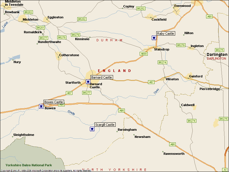 Barnard Castle Bowes Castle Raby Castle Scargill Castle Printable Large