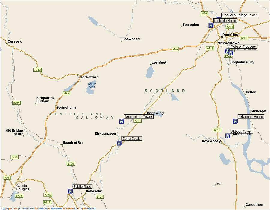 Abbot's Tower Buittle Castle Buittle Place Corra Castle Drumcoltran