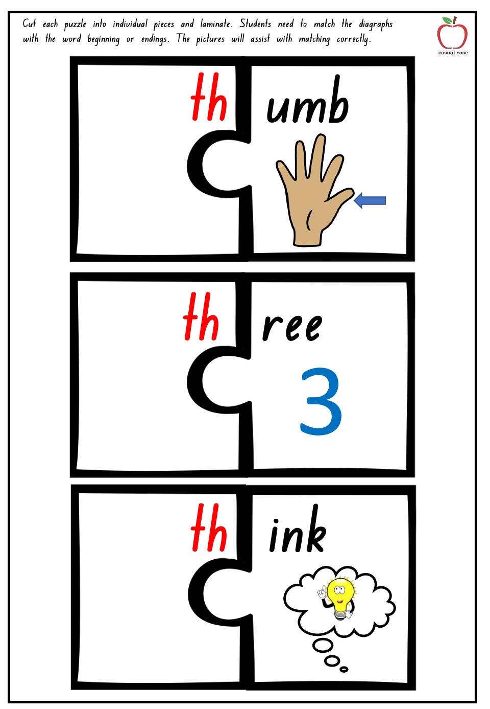 Diagraph Phonics Puzzle » Casual Case blend puzzle