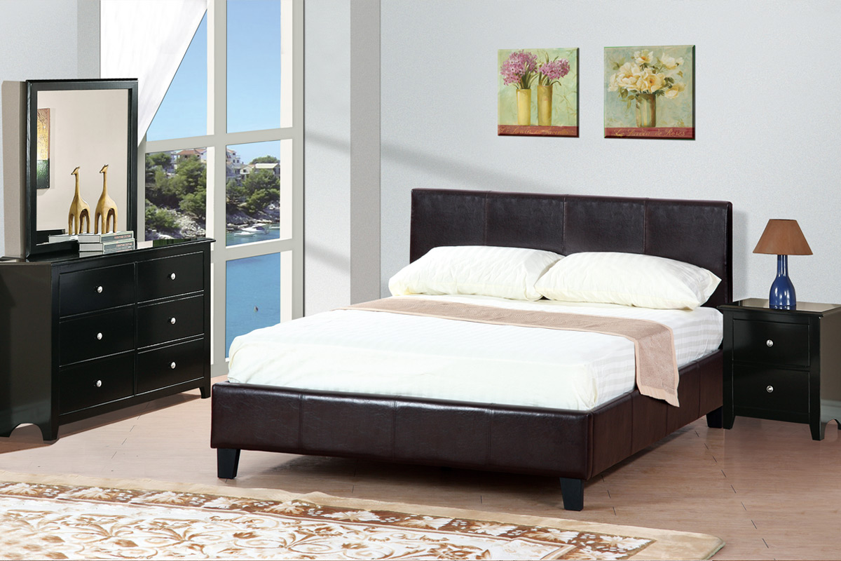 Queen Platform Bed, Espresso Finish F9211 Casye Furniture