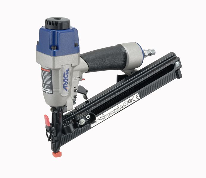 Item LNF50E, 18 Ga. Angle Strip Brad Nailer On Axxis