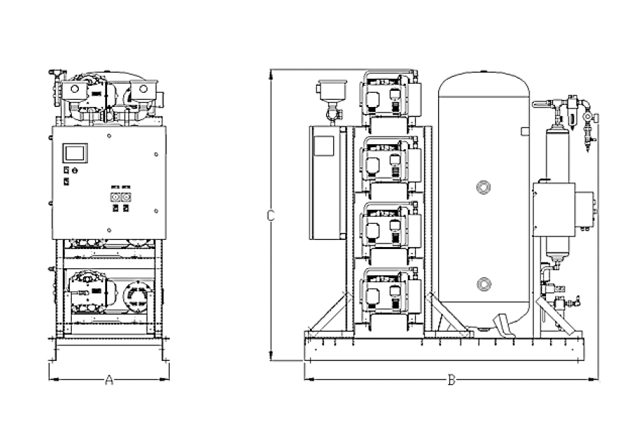 Item LSD03A3, 3HP Laboratory Open Oilless Scroll Duplex Air Compressor with Premium NFPA